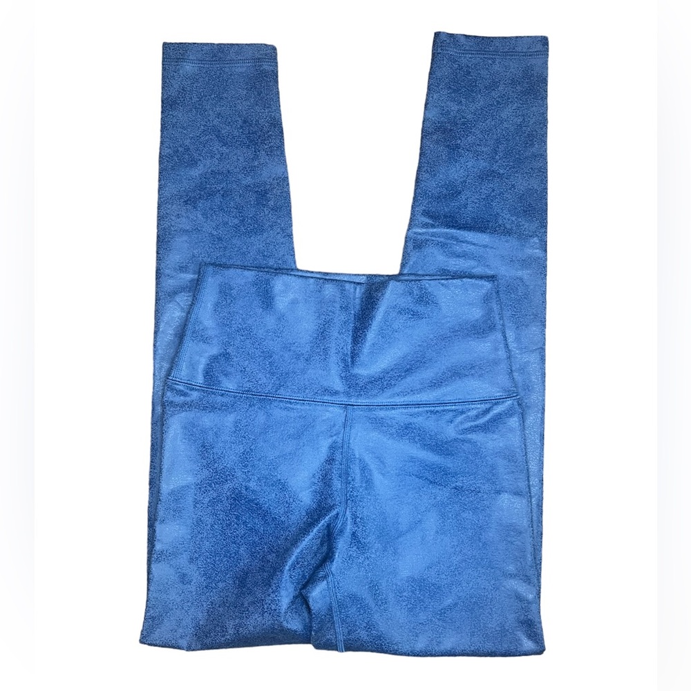 Aerie Offline Faux Leather Royal Blue Crinkle High-Rise Hugger Leggings